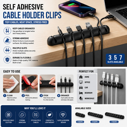 Self adhesive cable holder - cable,