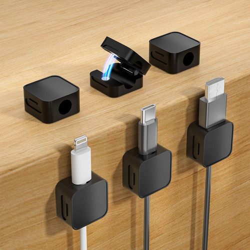 Black magnetic cable clips - magnetic,