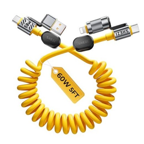 Coiled charging cable - in,