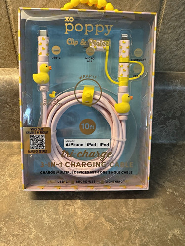 Poppy 1 charging cable - poppy, 3-in-1